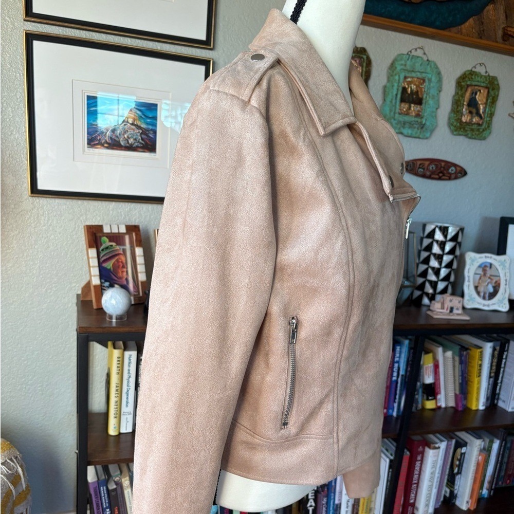 BB Dakota by Steve Madden XL Moto‎ Faux Suede Jacket in Taupe Beige - Picture 6 of 13